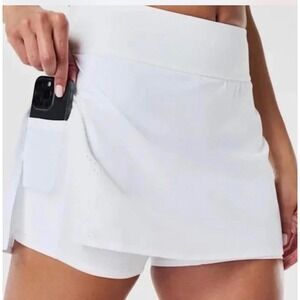 Spanx Get Moving Skort Large White Athletic Tennis Golf Skirt Pocket High Rise